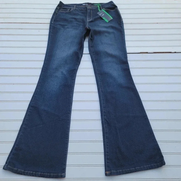 NWT STYLE & CO DENIM Women’s Flare Leg Low-Rise Jeans Blue 32x34 Sz 14 - Picture 1 of 11